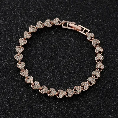 Women Fashion Roman Style Zircon Crystal Heart Bracelet